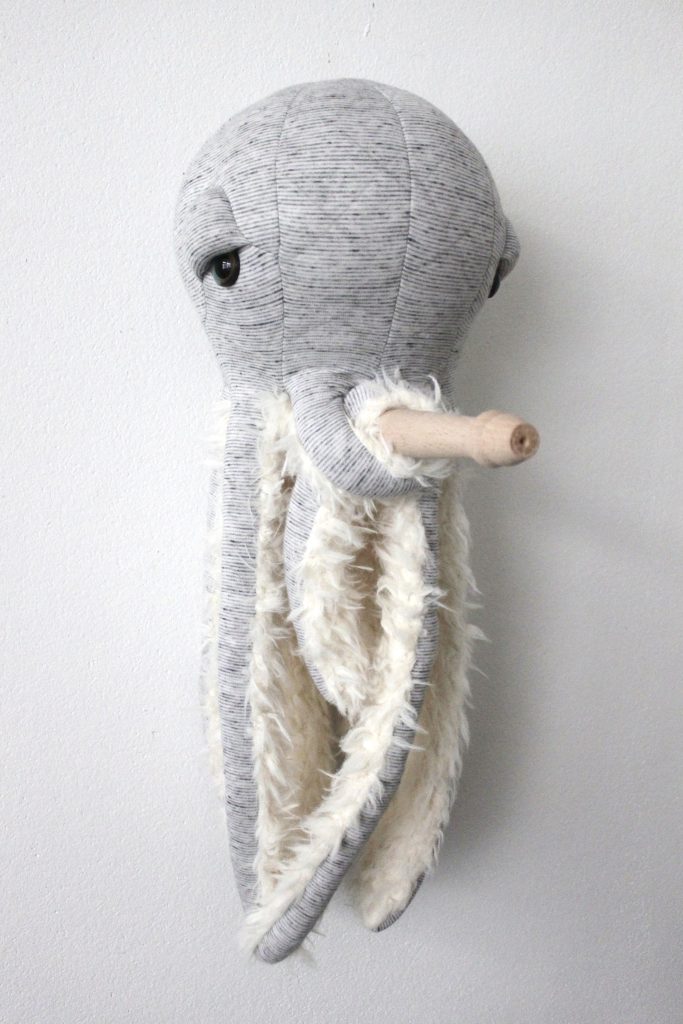 La petite pieuvre Gran Pa - Peluche en tissus cousue main