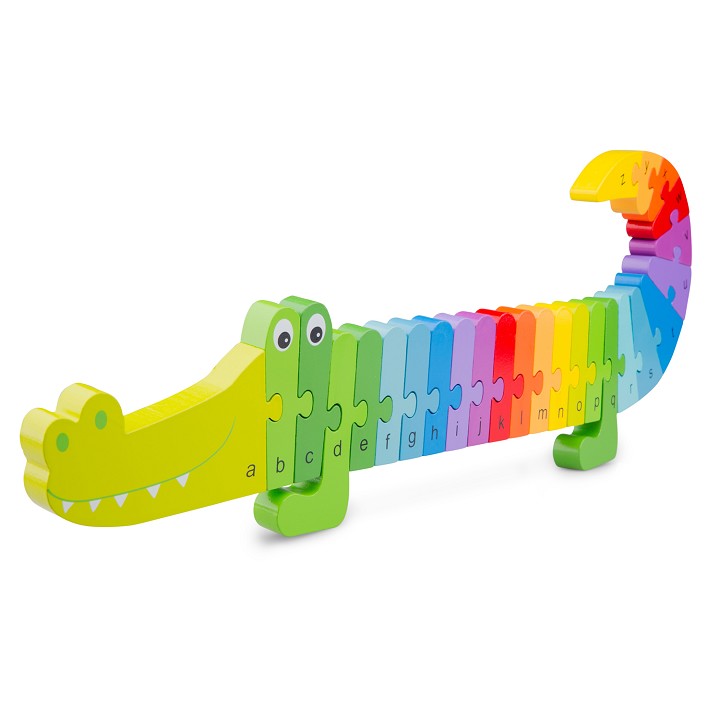 Puzzle Alphabet Crocodile en bois – 26 lettres dès 3 ans