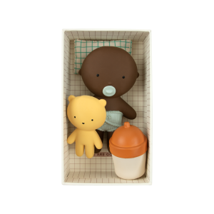 Gommu Pocket, couleur Choco, Mini poupon 10 cm avec ourson et accessoires – Image 1