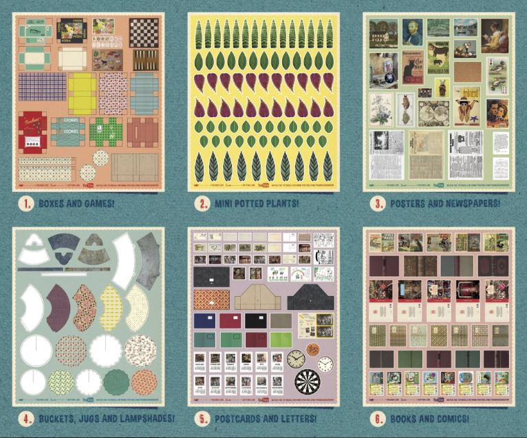 Découpes de maison de poupée DIY pour enfants - Salon et chambre (échelle 1:12)