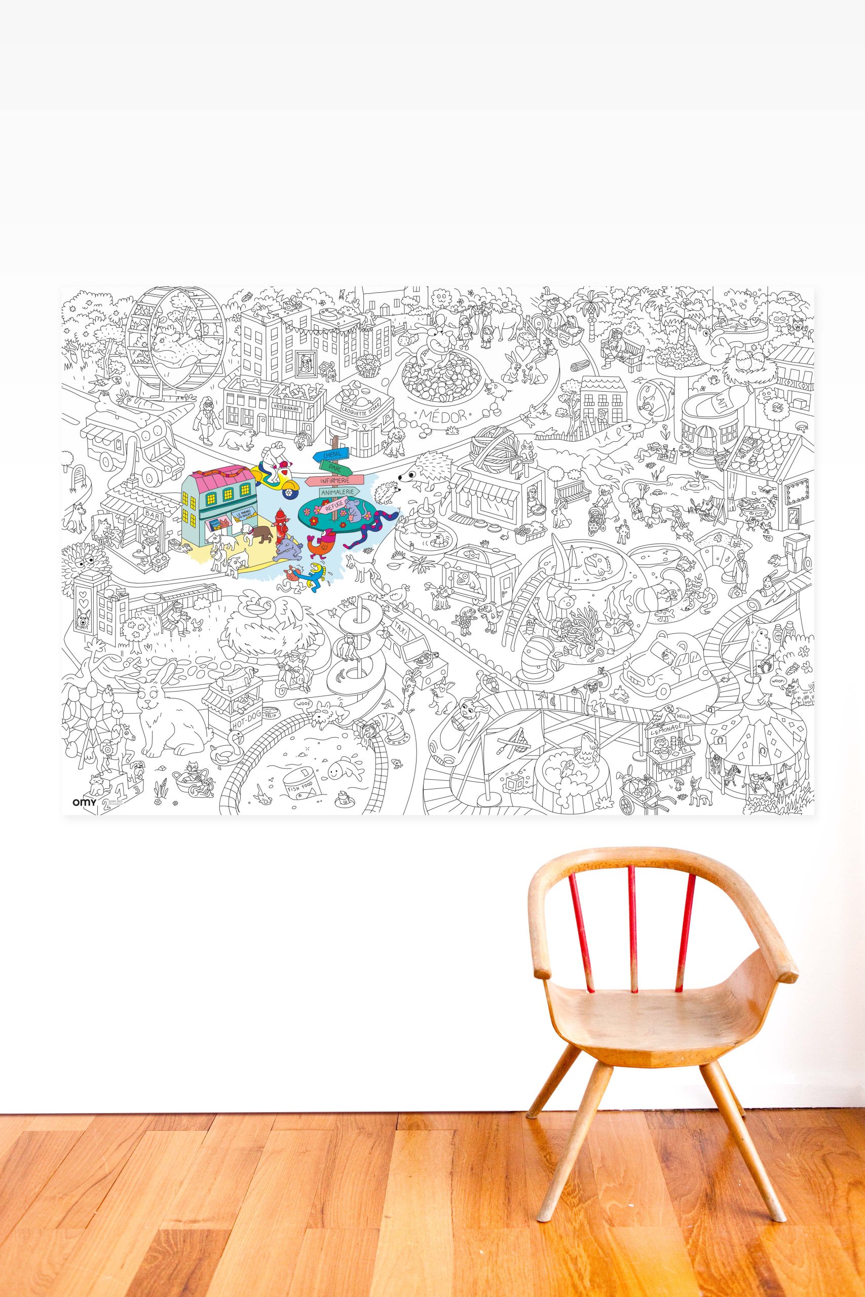 Poster géant à colorier - Animal city – Image 5