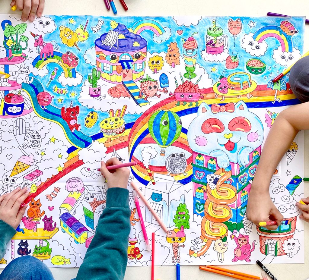 Poster géant à colorier 70 x 100cm - Kawaï