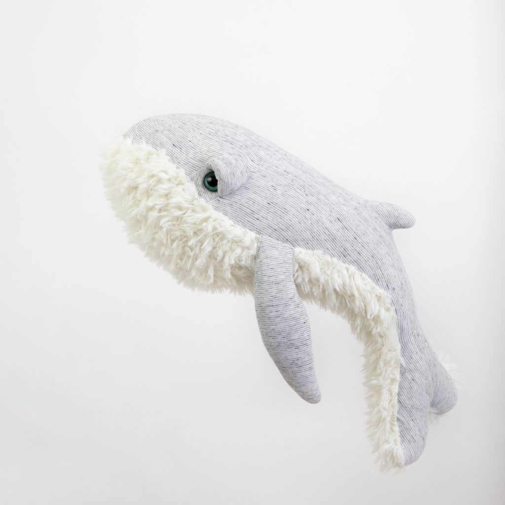 Baleine Gran pa bleu- Petite peluche en tissus cousue main