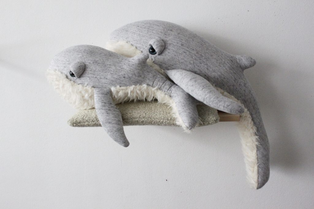 Baleine Gran pa bleu- Petite peluche en tissus cousue main
