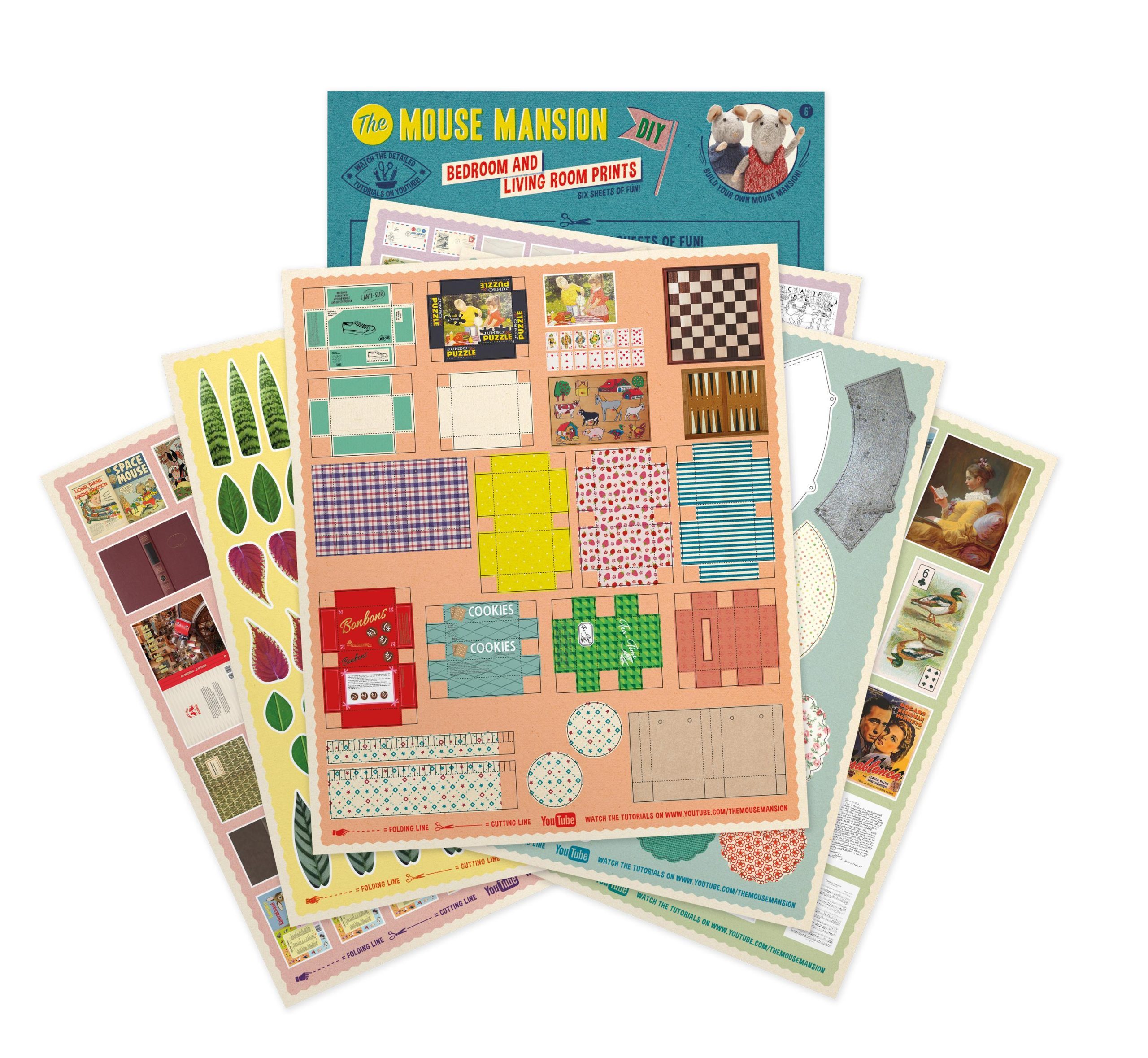 Découpes de maison de poupée DIY pour enfants - Salon et chambre (échelle 1:12) – Image 1