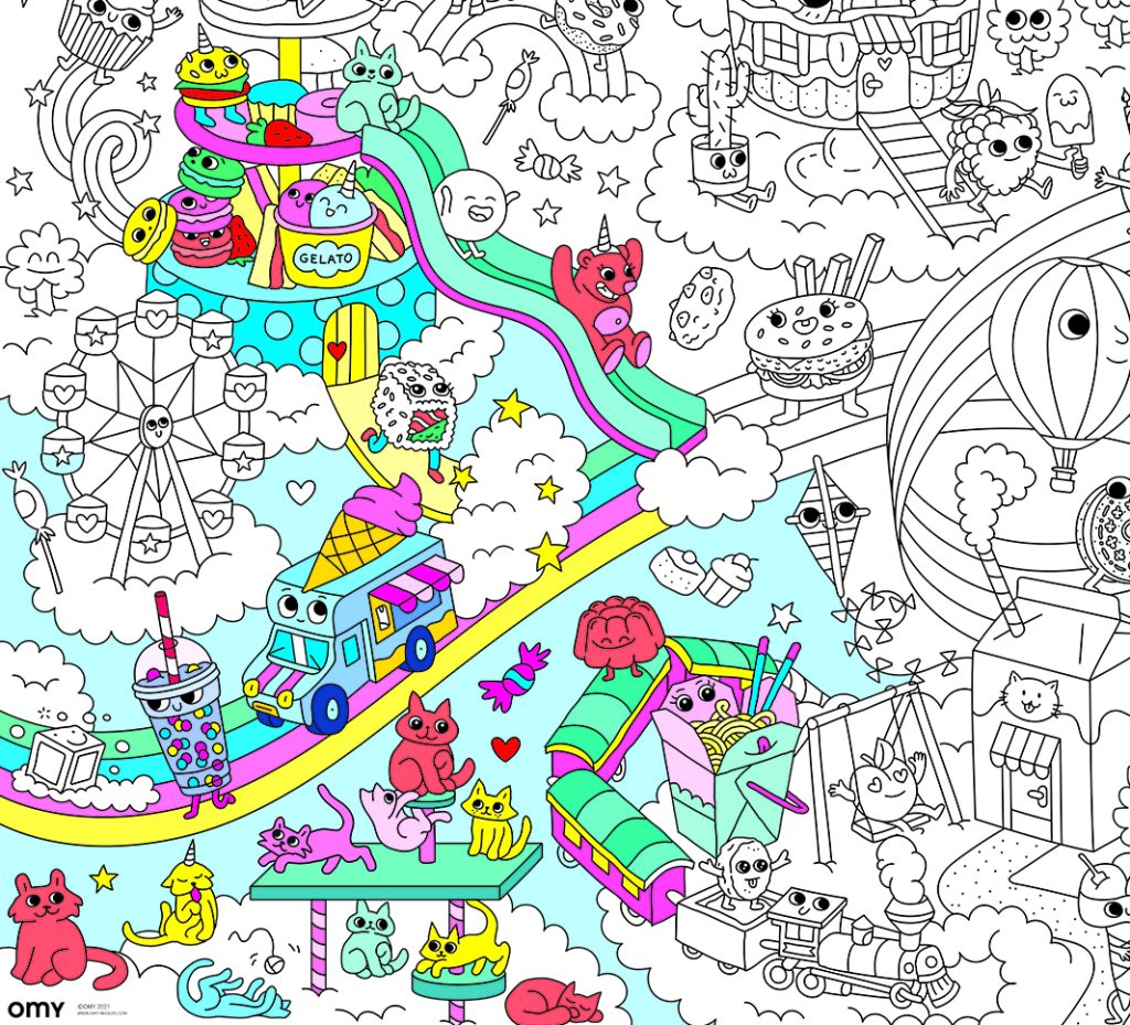 Poster géant à colorier 70 x 100cm - Kawaï