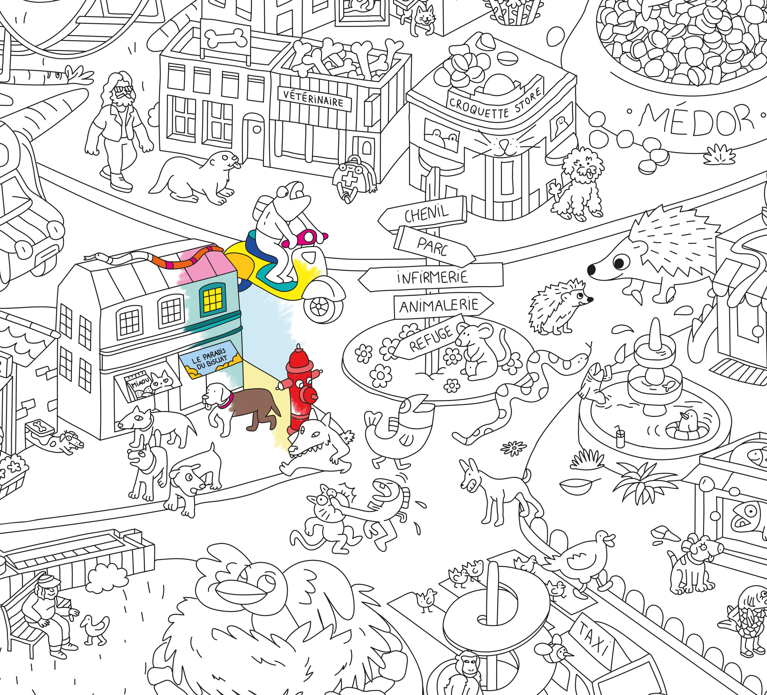Poster géant à colorier - Animal city – Image 6
