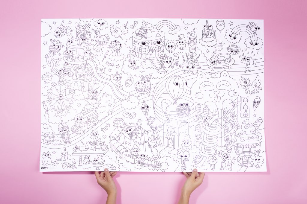Poster géant à colorier 70 x 100cm - Kawaï