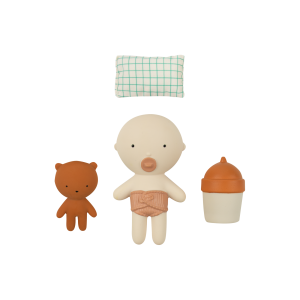 Gommu Pocket, couleur blanche, Mini poupon 10 cm avec ourson et accessoires – Image 3