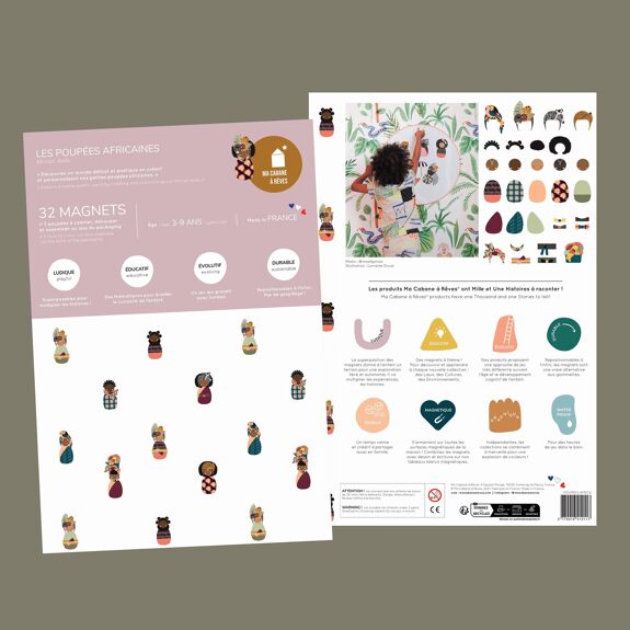 Poupées Africaines, 32 magnets souples, waterproof