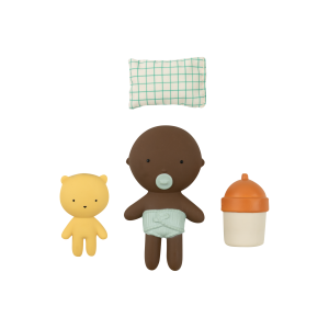 Gommu Pocket, couleur Choco, Mini poupon 10 cm avec ourson et accessoires – Image 2