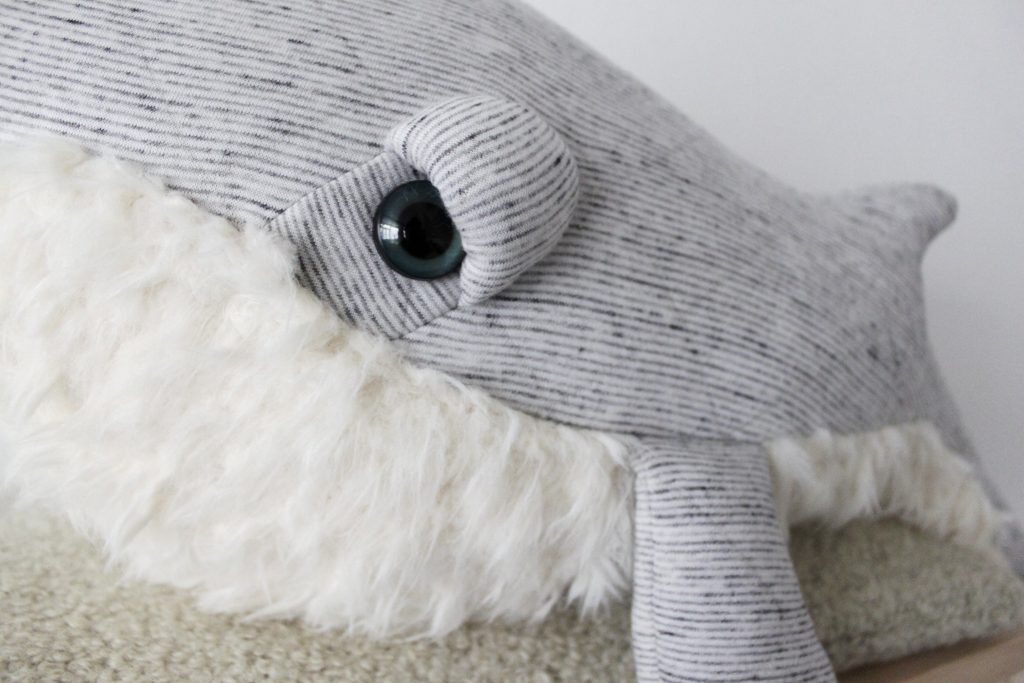 Baleine Gran pa bleu- Petite peluche en tissus cousue main
