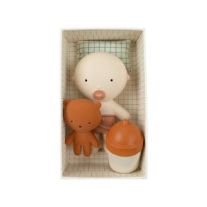 Gommu Pocket, couleur blanche, Mini poupon 10 cm avec ourson et accessoires – Image 1