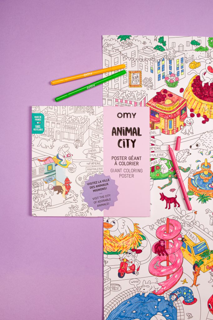 Poster géant à colorier - Animal city
