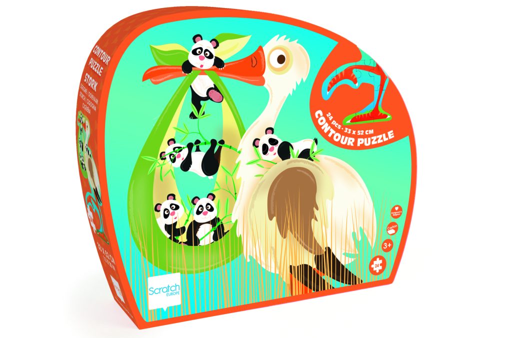 Puzzle contour cigogne, 24 pieces,  32.9 x51.9 x 0.25cm