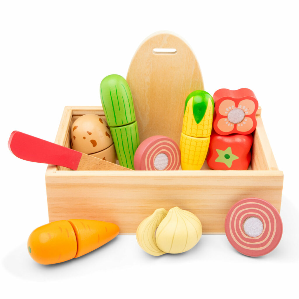 Box de légumes à découper en bois