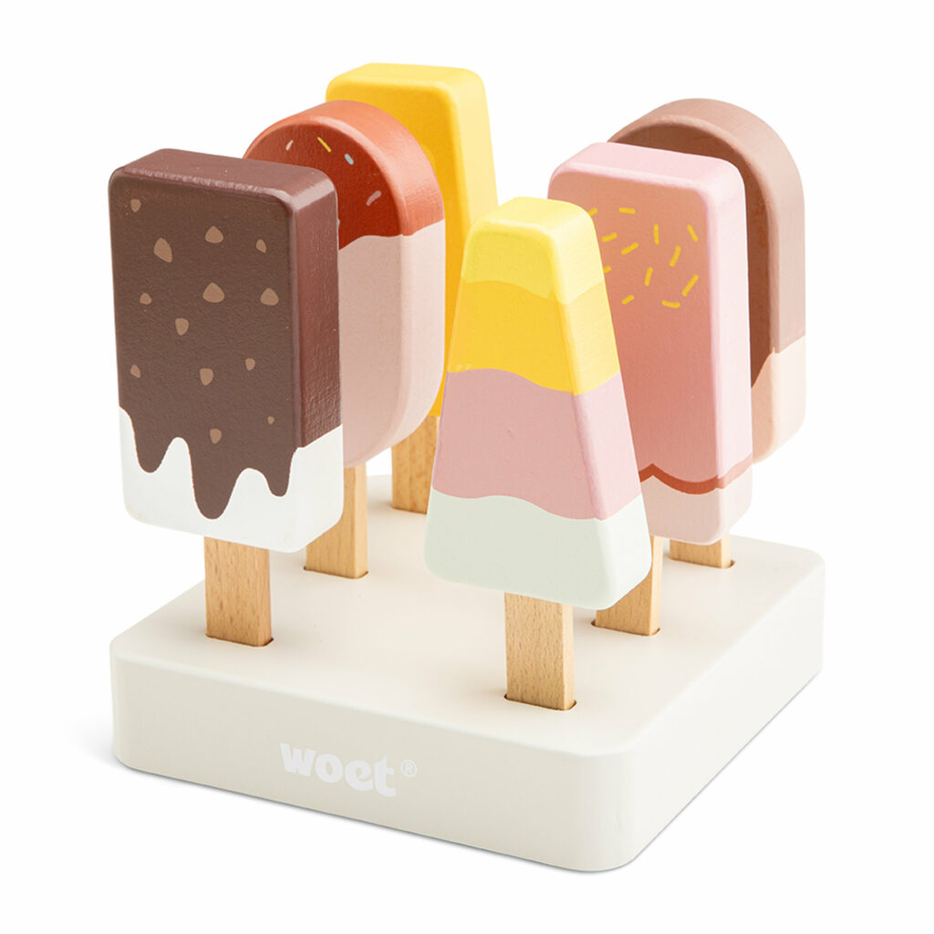 Glaces à l'eau en bois – 6 esquimaux avec présentoir dès 2 ans