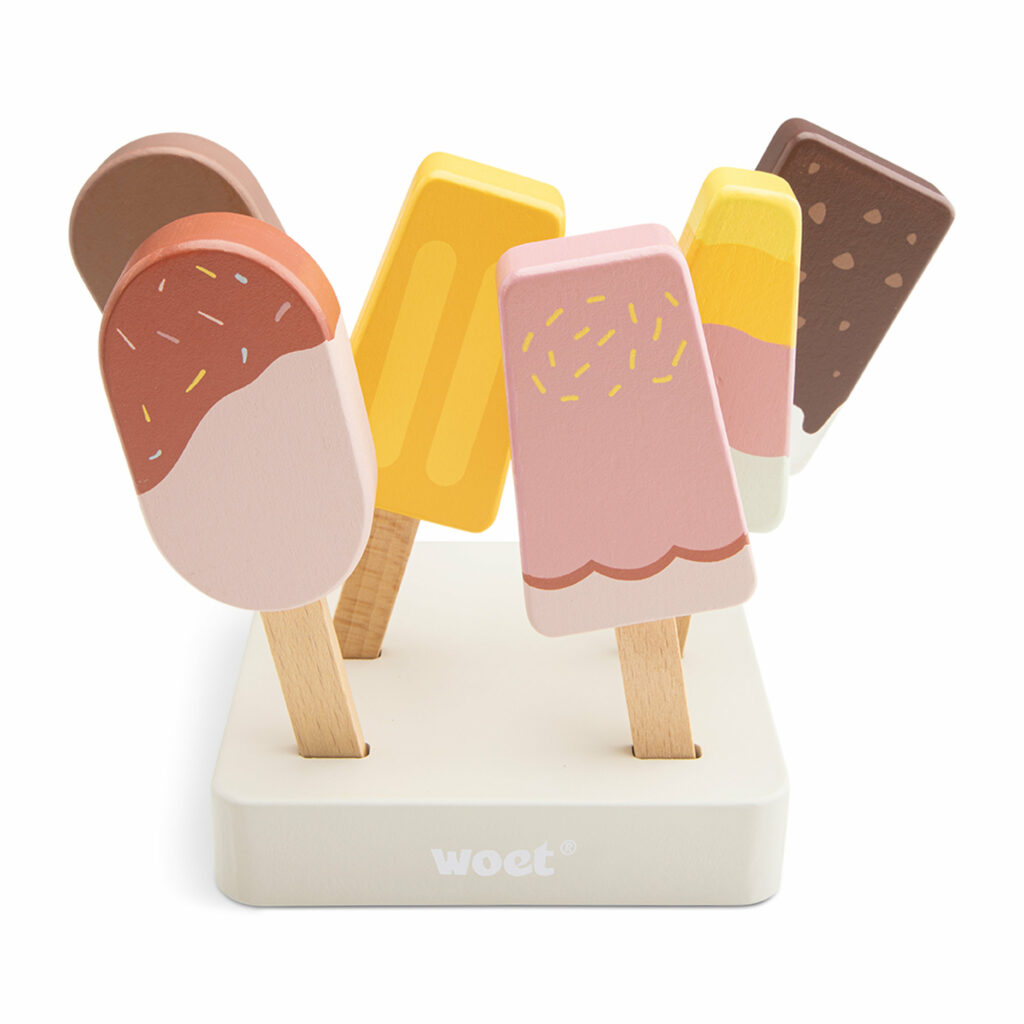Glaces à l'eau en bois – 6 esquimaux avec présentoir dès 2 ans