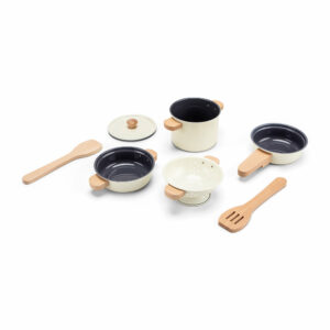 Batterie de cuisine en métal – 7 pièces blanc cassé dès 2 ans – Image 2