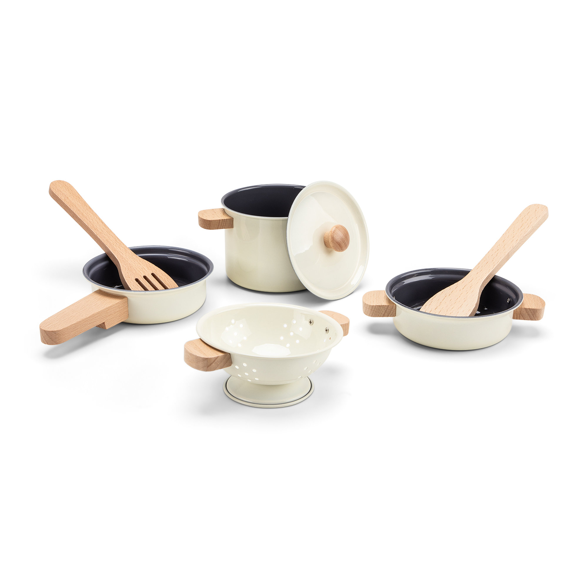 Batterie de cuisine en métal – 7 pièces blanc cassé dès 2 ans – Image 3