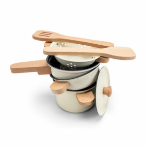 Batterie de cuisine en métal – 7 pièces blanc cassé dès 2 ans – Image 4