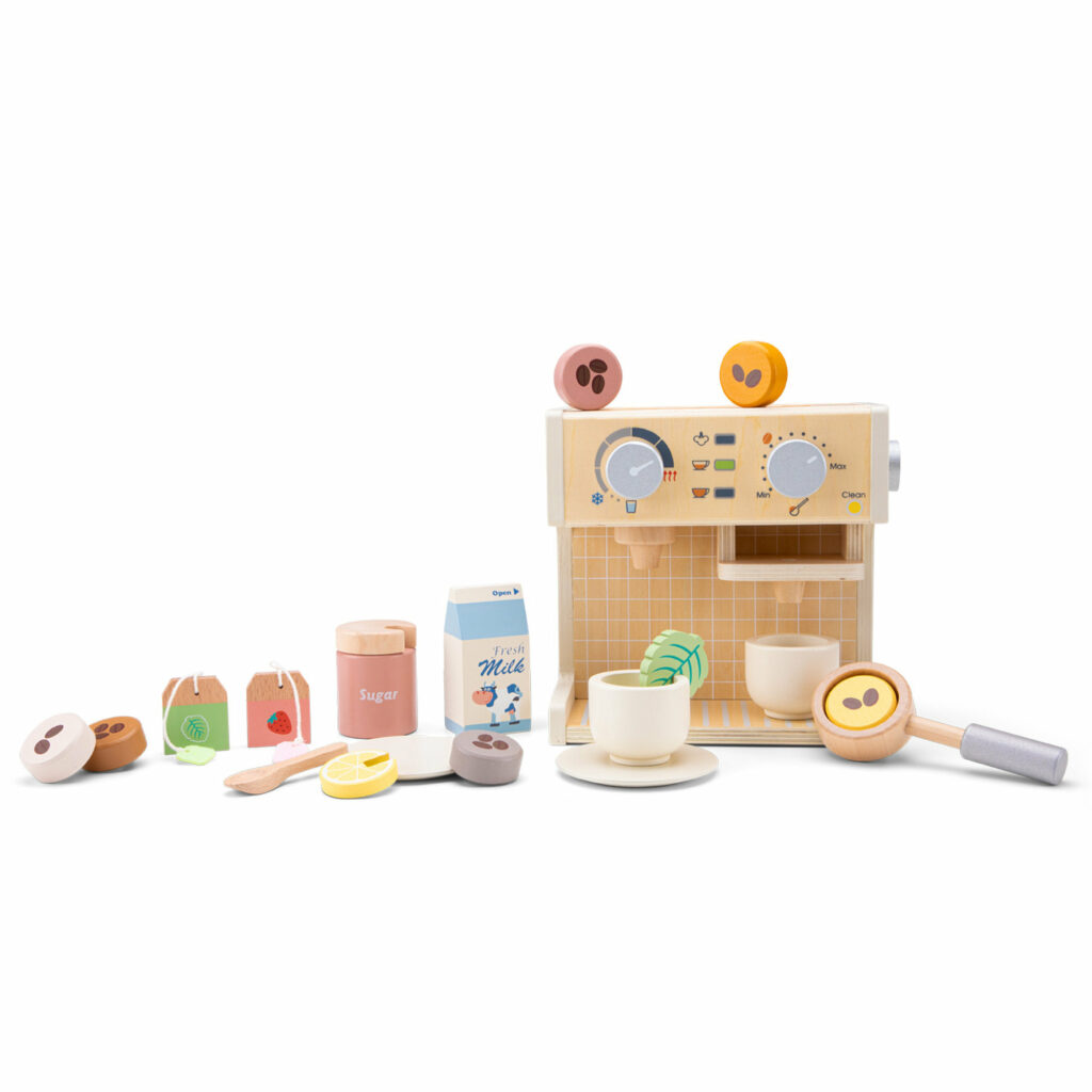 Machine à café expresso en bois – Set de 20 pièces dès 3 ans