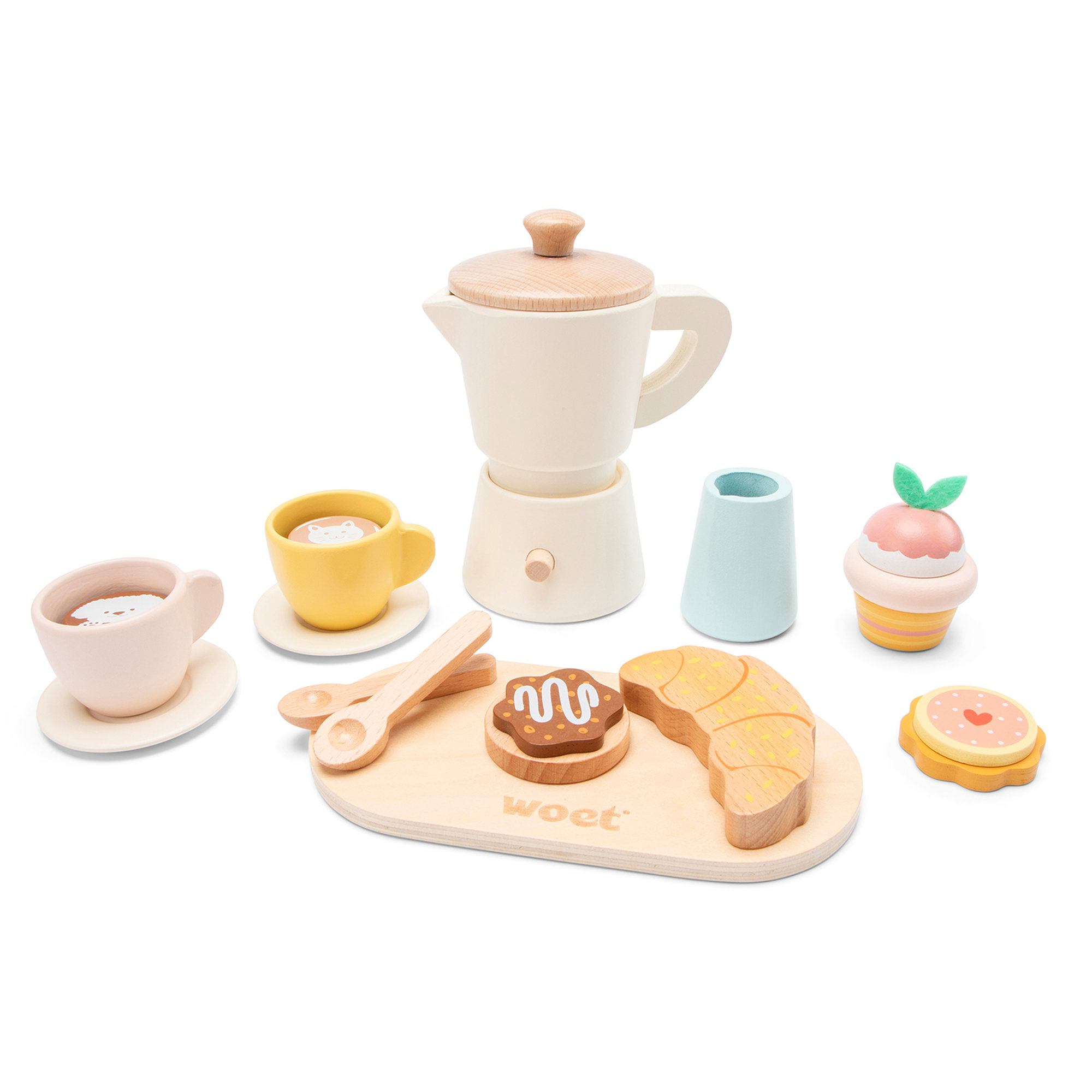 Percolateur à café en bois – Set de dinette avec pâtisseries dès 3 ans – Image 2
