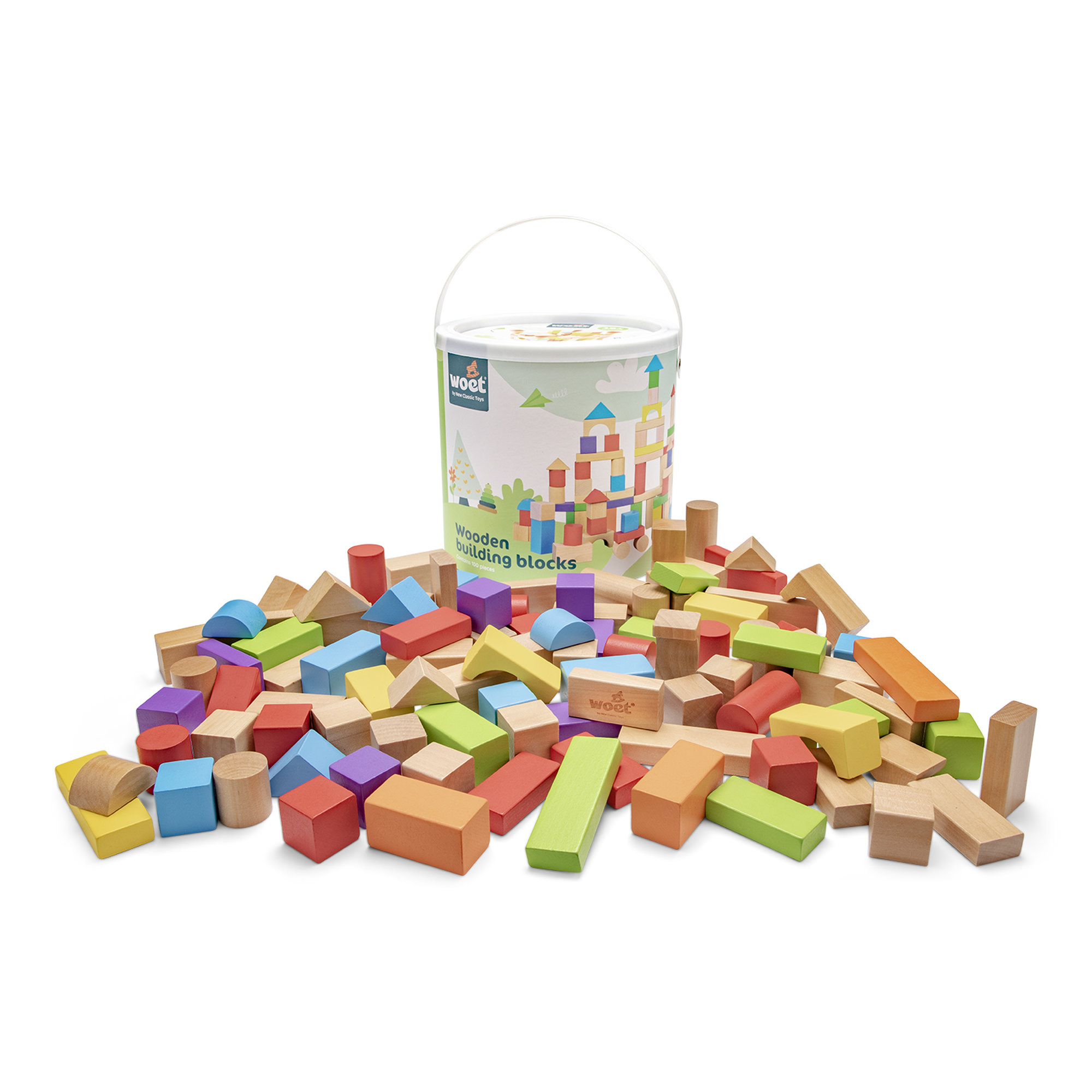 Blocs de construction en bois – 100 pièces couleurs vives dès 18 mois – Image 1