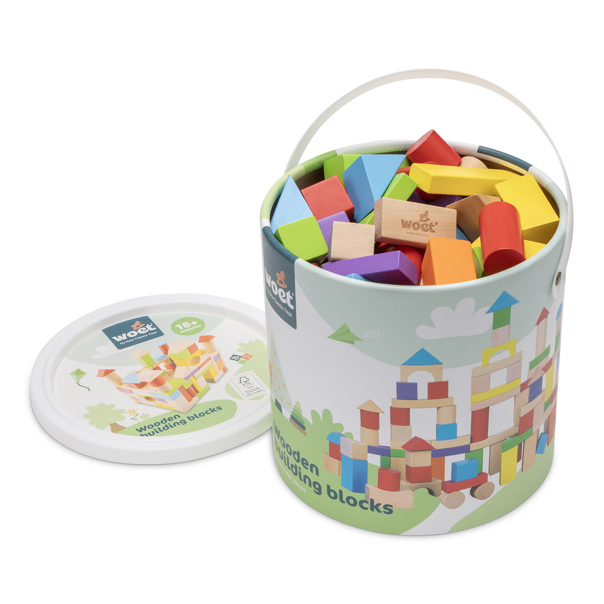 Blocs de construction en bois – 100 pièces couleurs vives dès 18 mois – Image 2