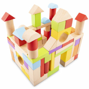 Blocs de construction en bois – 100 pièces couleurs vives dès 18 mois – Image 3
