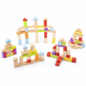 Blocs de construction en bois – 100 pièces couleurs vives dès 18 mois – Image 5