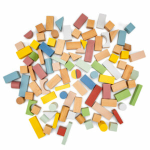 Blocs de construction en bois – 100 pièces aux couleurs pastel – Image 3