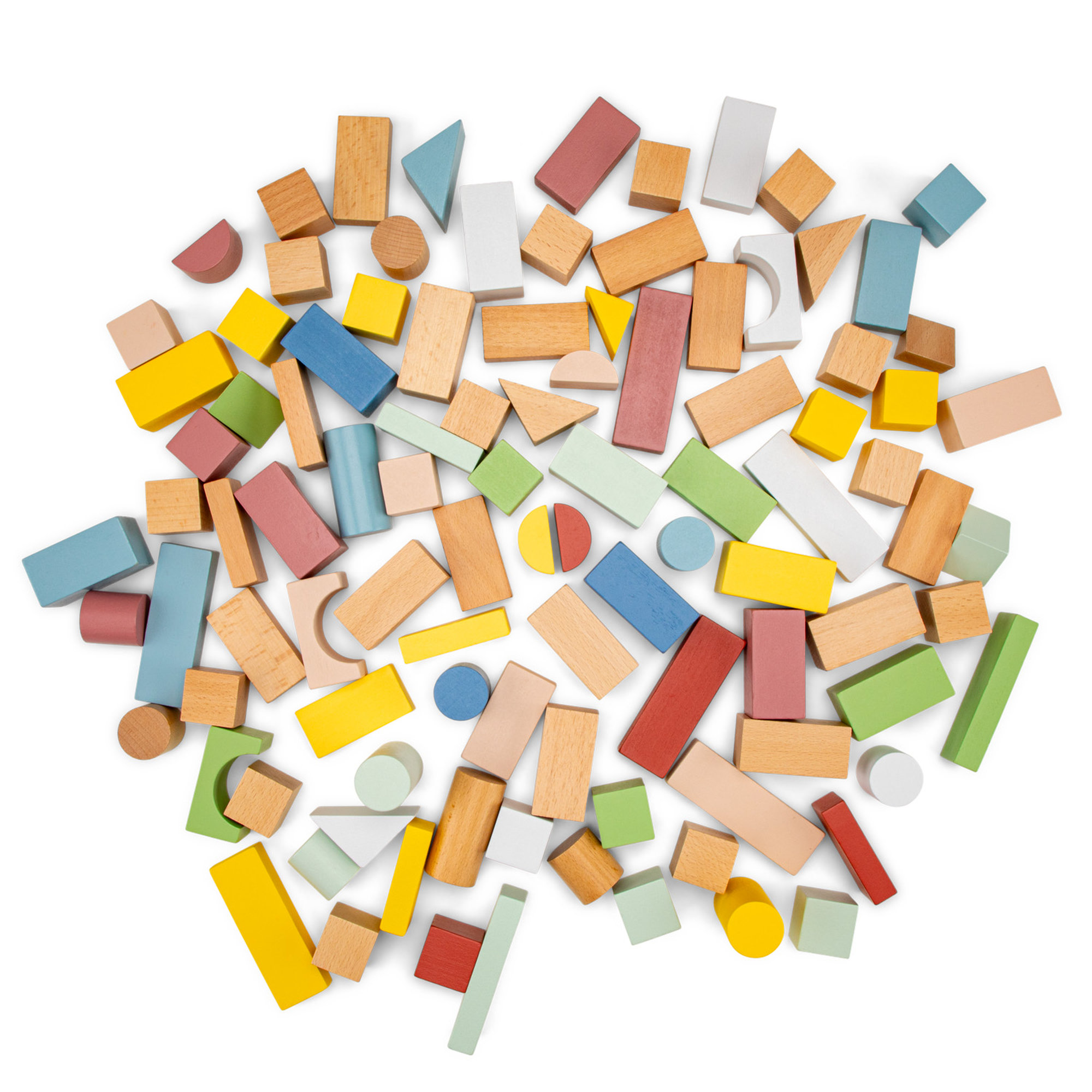 Blocs de construction en bois – 100 pièces aux couleurs pastel – Image 3