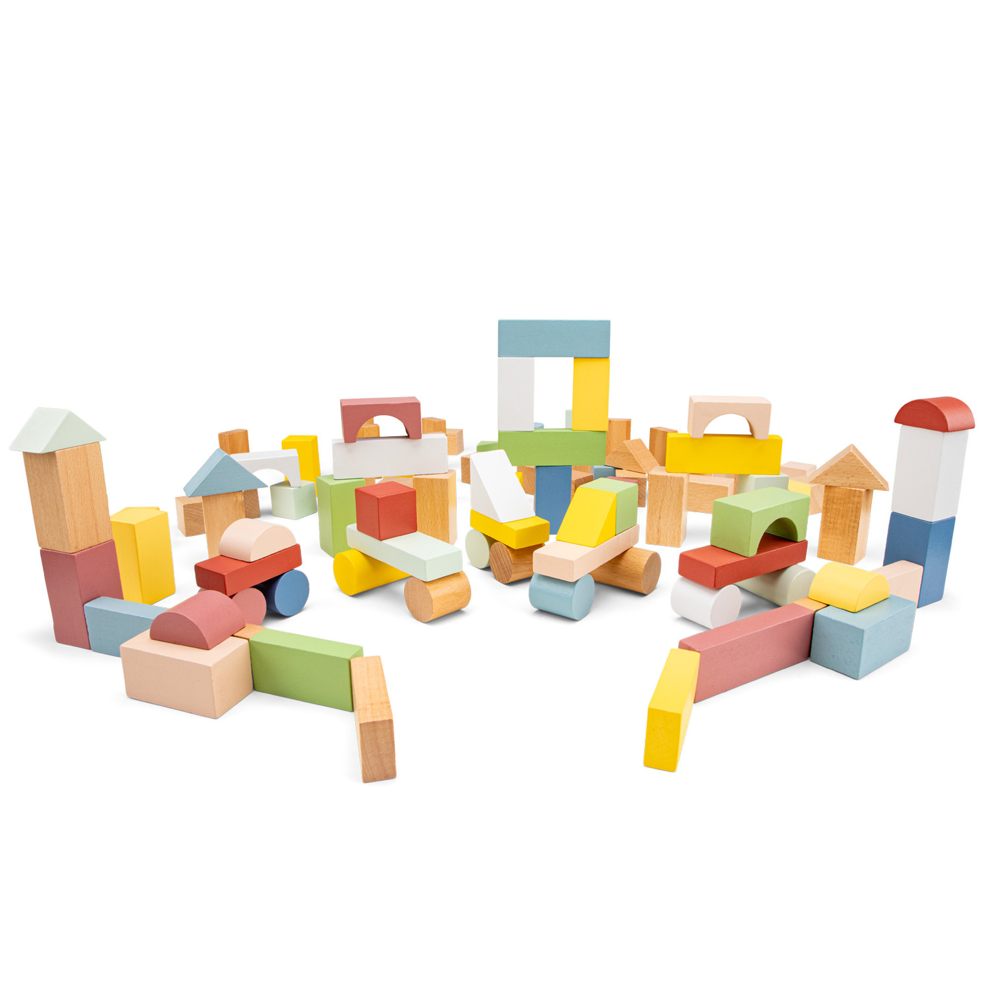 Blocs de construction en bois – 100 pièces aux couleurs pastel – Image 8