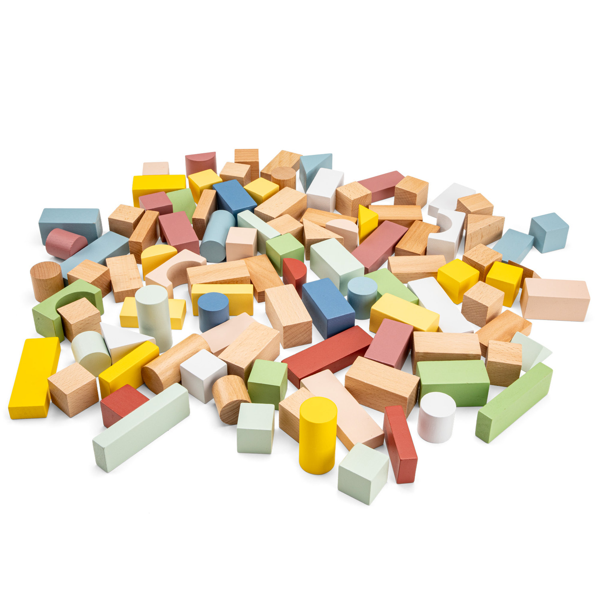 Blocs de construction en bois – 100 pièces aux couleurs pastel – Image 6