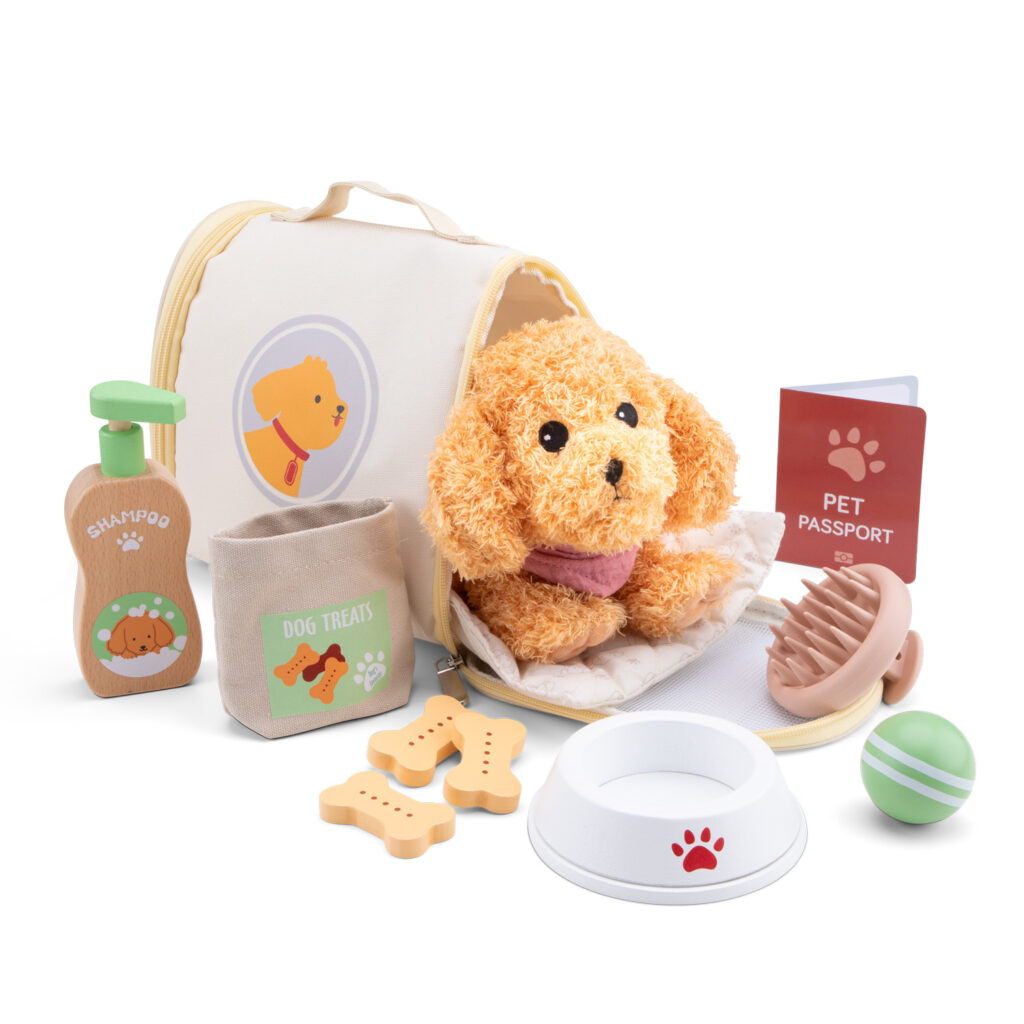 Coffret de soins pour chien – Chiot en peluche et accessoires dès 2 ans