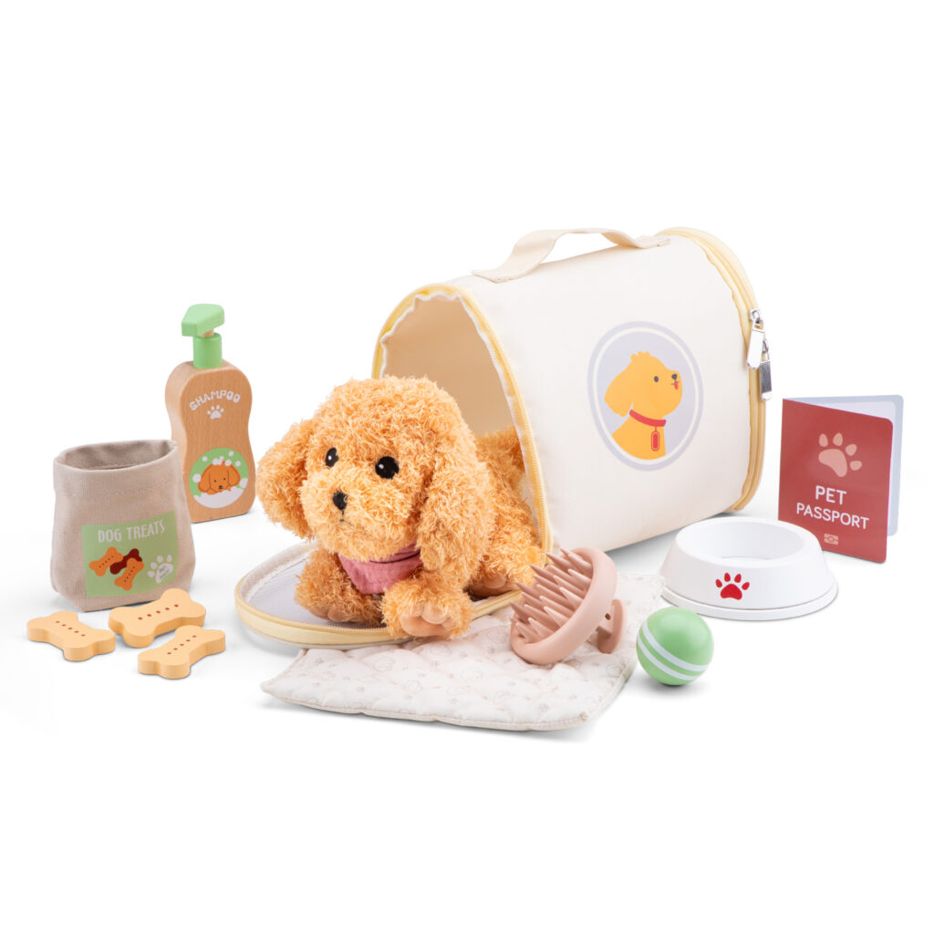 Coffret de soins pour chien – Chiot en peluche et accessoires dès 2 ans