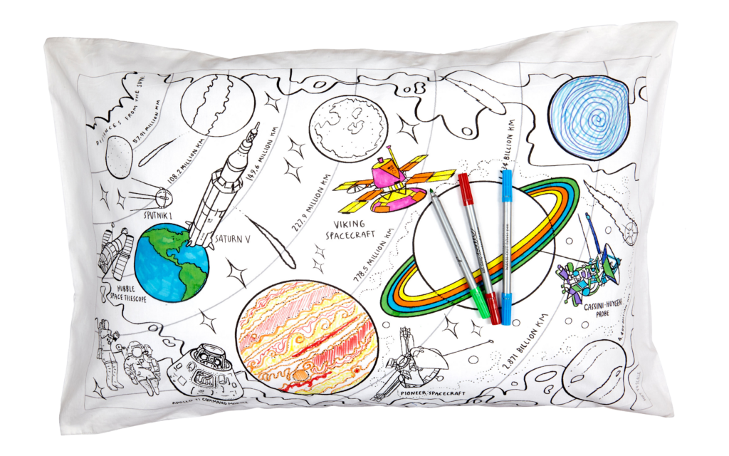 Taie d'oreiller à personnaliser, à colorier, Space