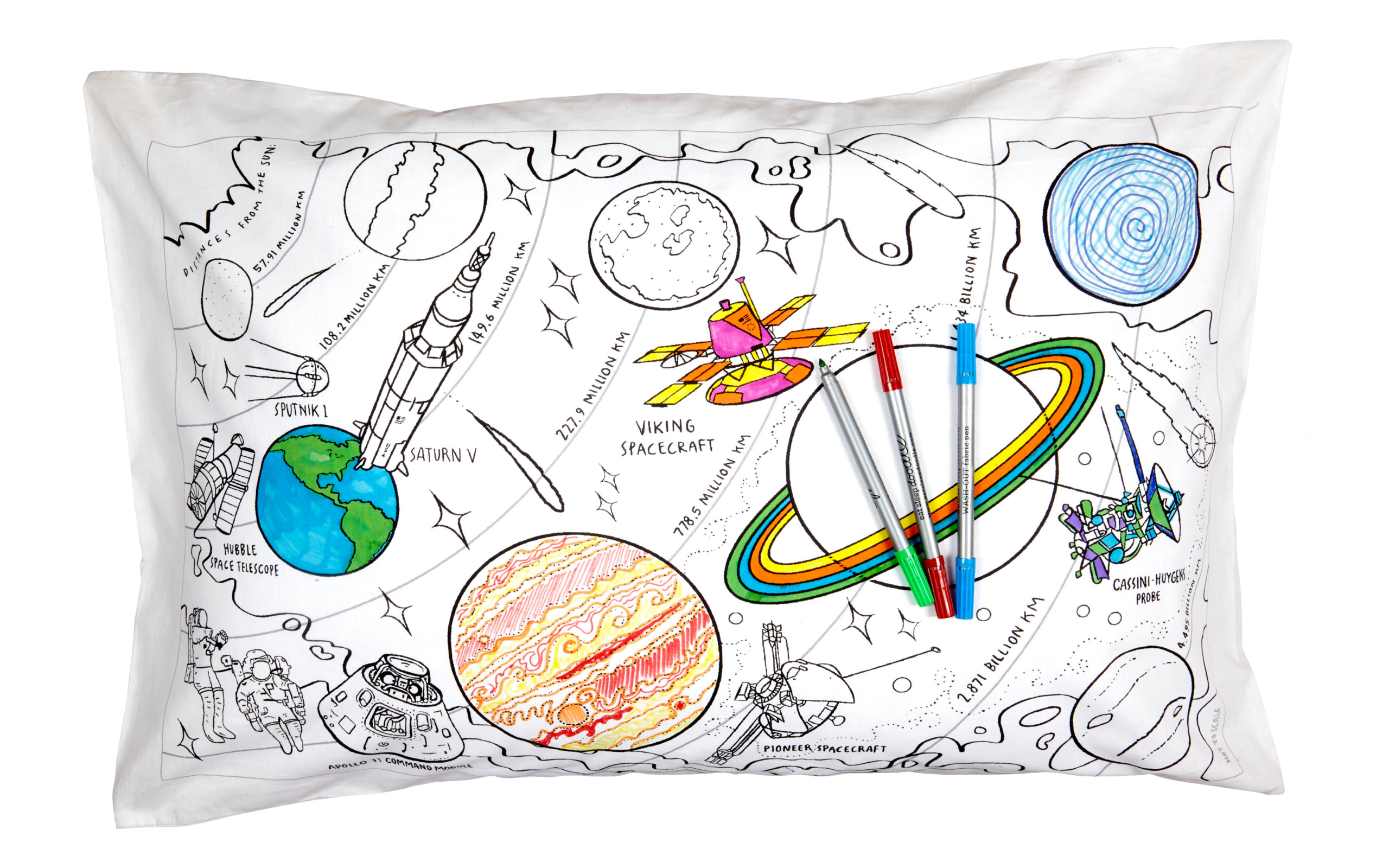 Taie d'oreiller à personnaliser, à colorier, Space – Image 6