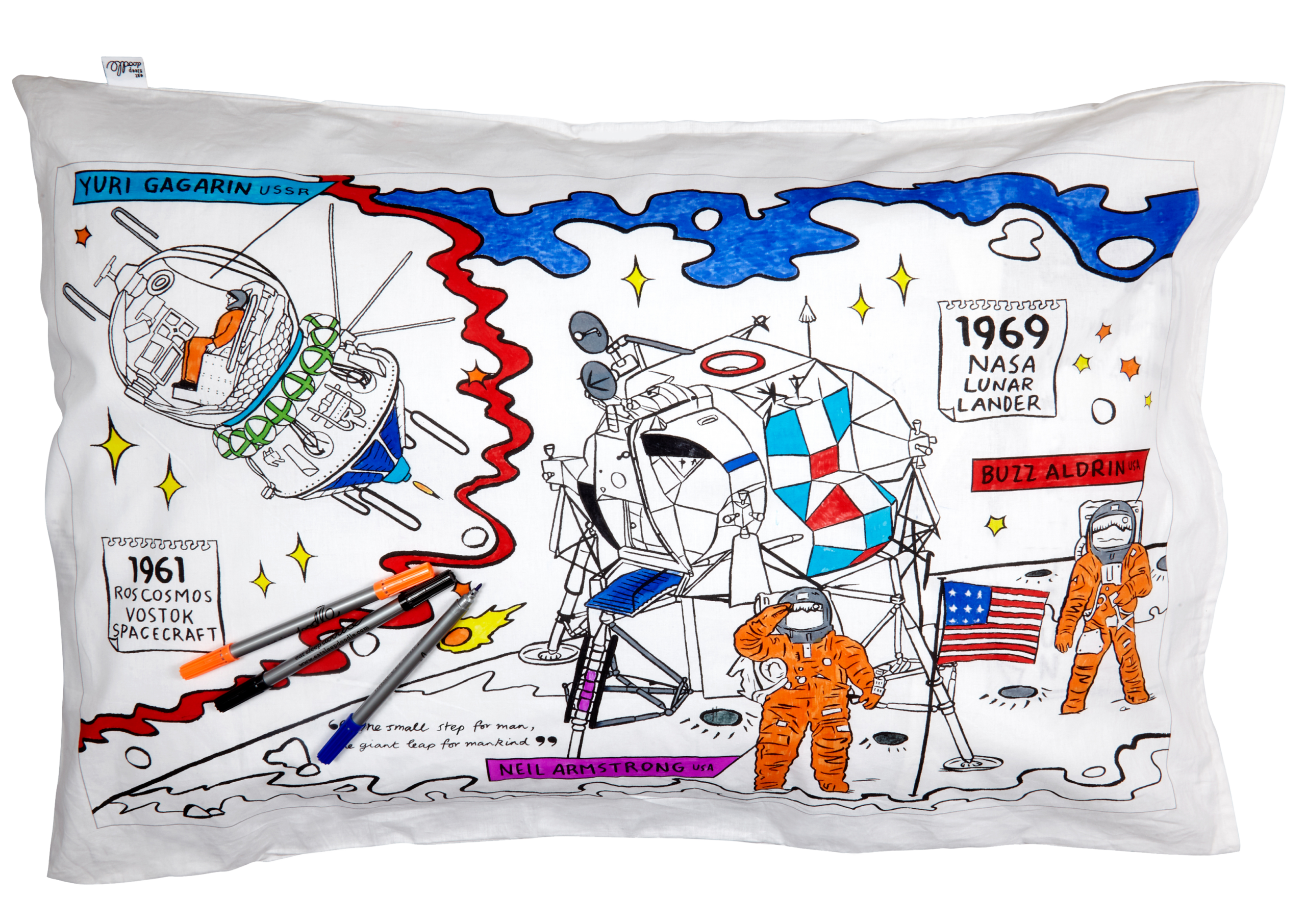 Taie d'oreiller à personnaliser, à colorier, Space – Image 2
