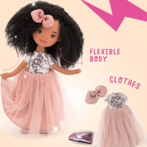 Poupon, Tina en robe rose à paillettes, fait main – Image 3