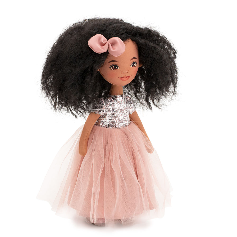 Poupon, Tina en robe rose à paillettes, fait main