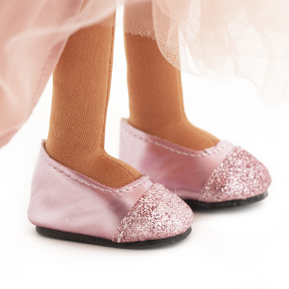 Poupon, Tina en robe rose à paillettes, fait main