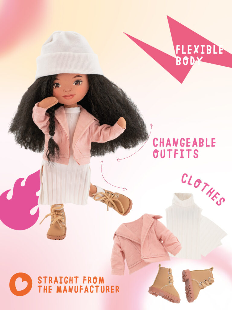 Poupon Tina en veste rose, 35cm