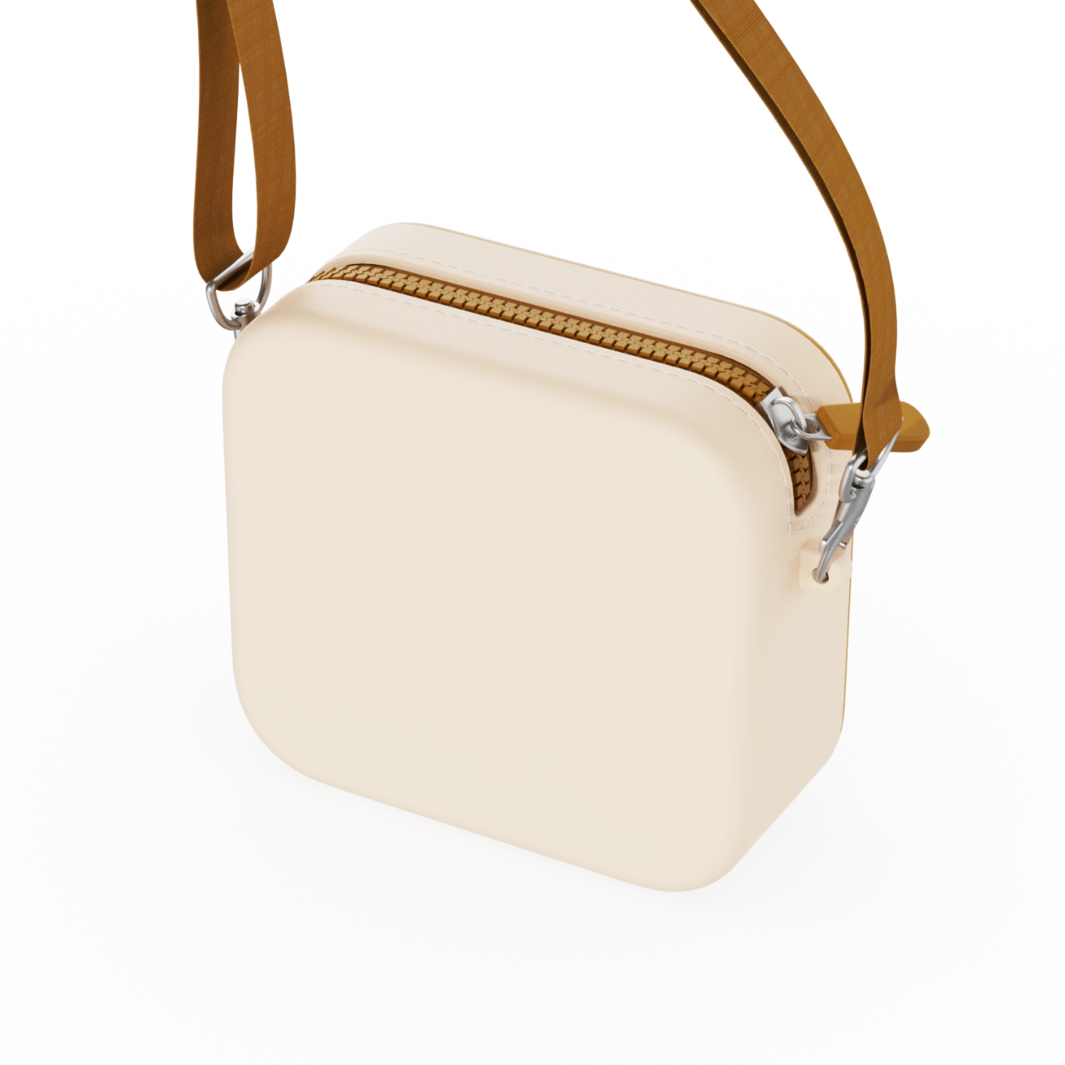 Sac bandoulière beige à bandoulière marron et fermeture éclair