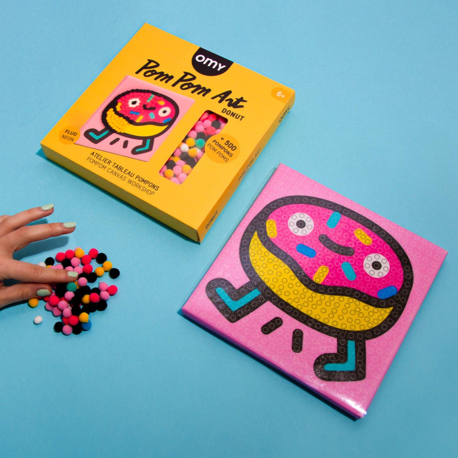Atelier tableau pompoms Donut – Kit créatif avec 500 pompons – Image 2