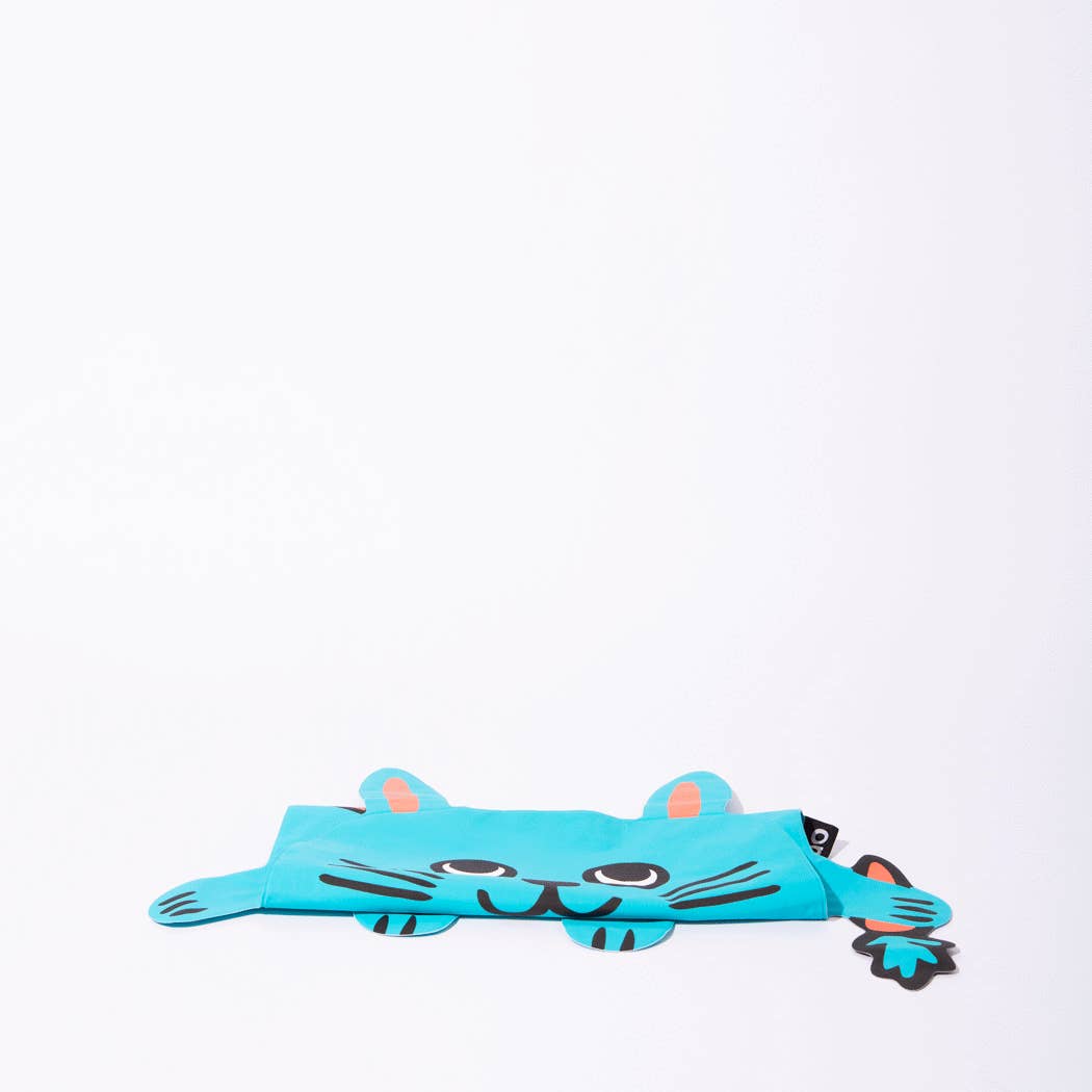 Accessoire turquoise en forme de chat avec oreilles, moustaches, pattes et queue