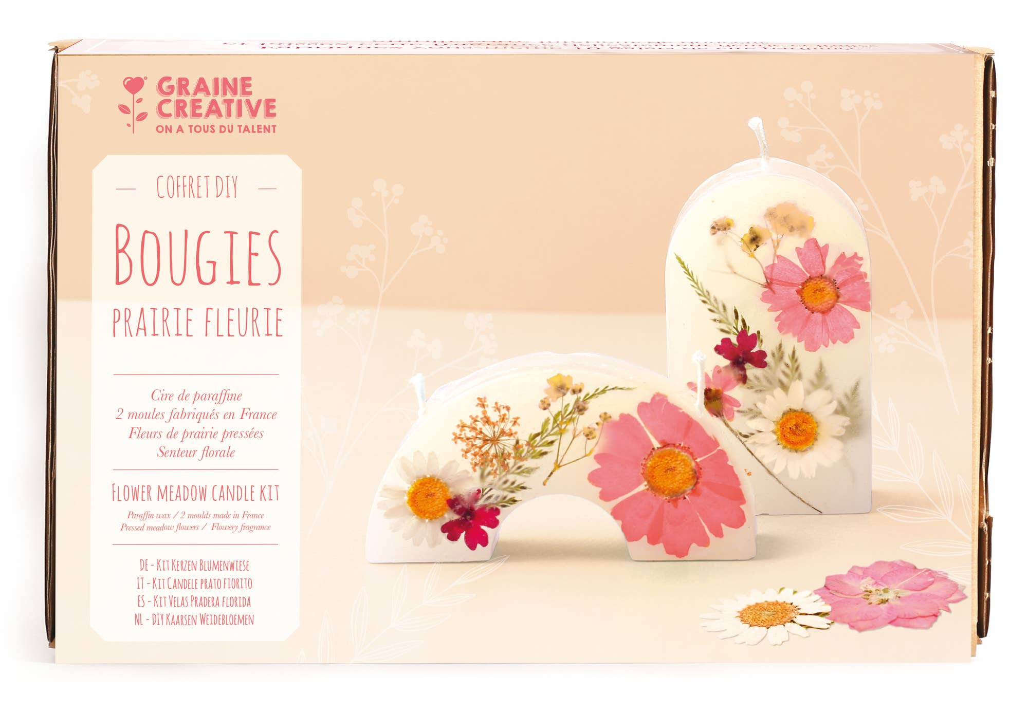 Kit créatif pour fabriquer deux bougies fleuries