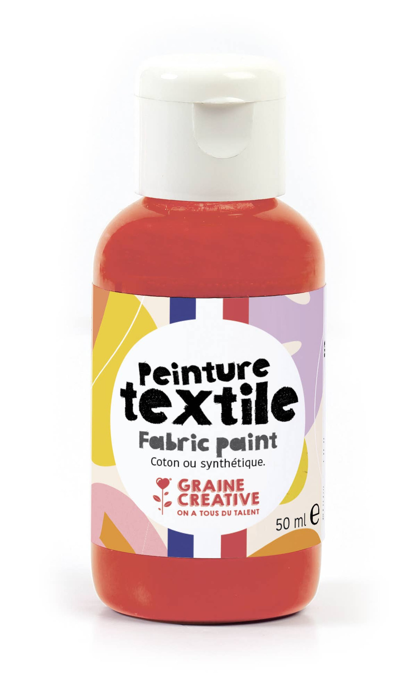 Peinture textile Rouge 50ml – Image 1